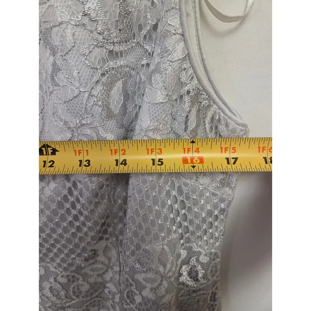 Jessica Howard Lace Sheath Dress Silver Sleeveless Party Wedding Guest Size‎ 14 - Picture 5 of 6